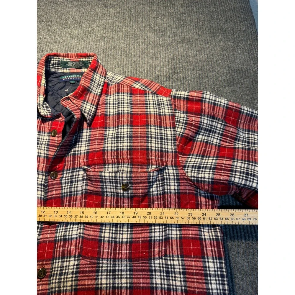 Claybrooke Outdoors Mens Large Red Plaid Quilted Lined Flannel Shirt Jacket L